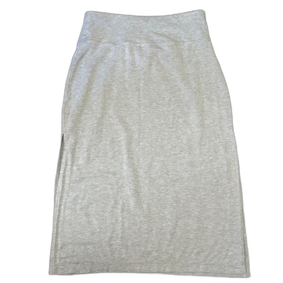Athleta Oceana Midi Skirt Light Gray Side Slit Modest Athleisure Size Small - Picture 3 of 6